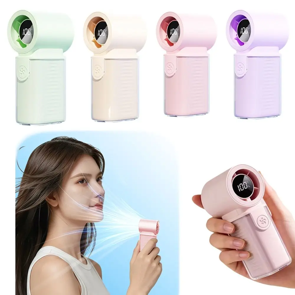 

3000mAh Battery Mini Handheld Fan 5 Gear Wind LED Display Rechargeable Fan High Speed USB Rechargeable High Speed Fan Travel