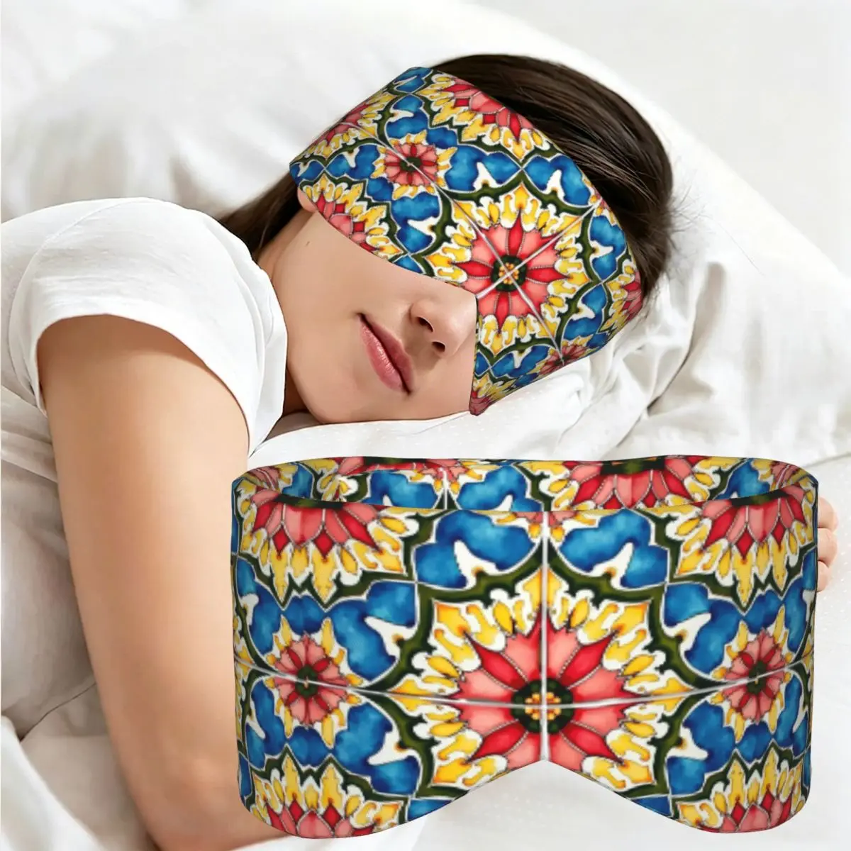 Mediterranean,colorful,vibrant,mosaic Tiles Art 1 sleep mask Portable Eye Cover for Girls Boys Home Sleeping Eyeshade eyepatch