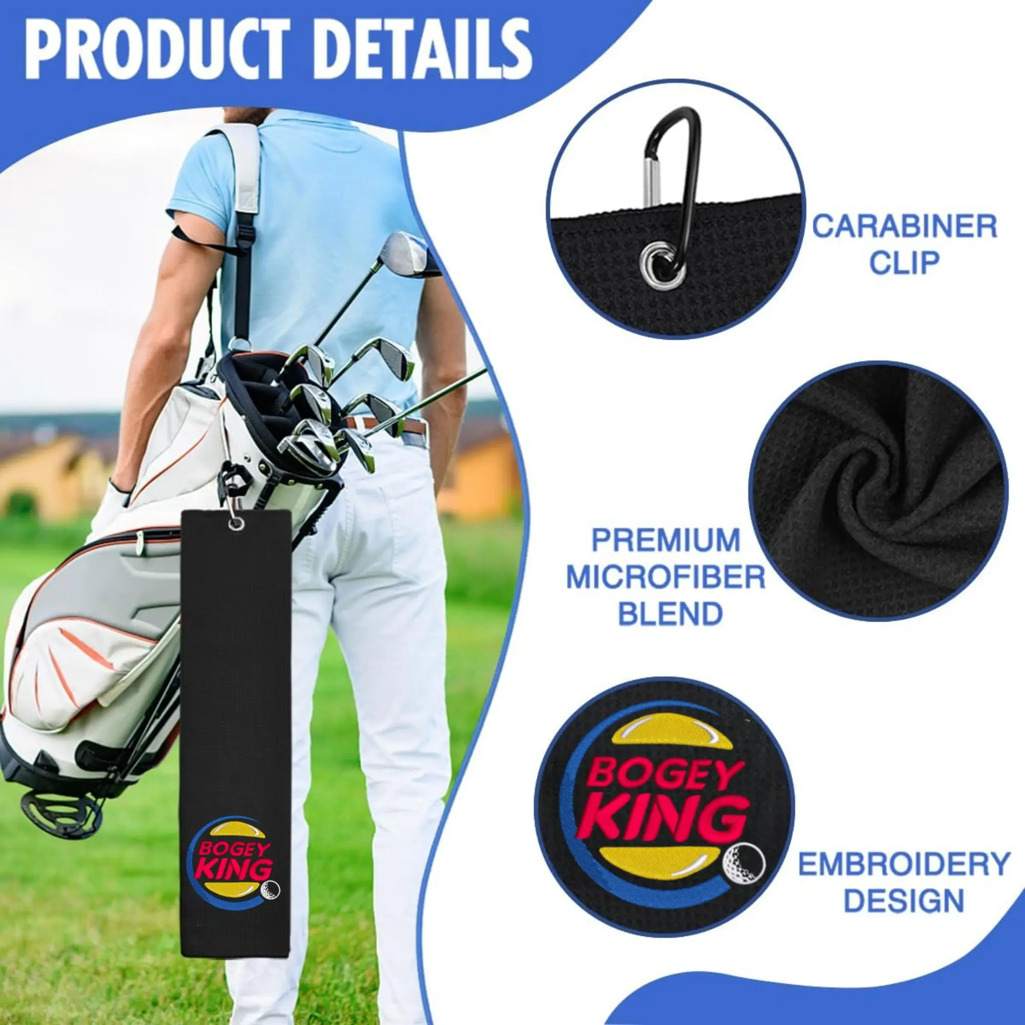 Funny Microfiber Premium Golf Towel, Embroidered Golf Towels for Golf Bags for Men&Women, Golf Accessories for Men Golfers