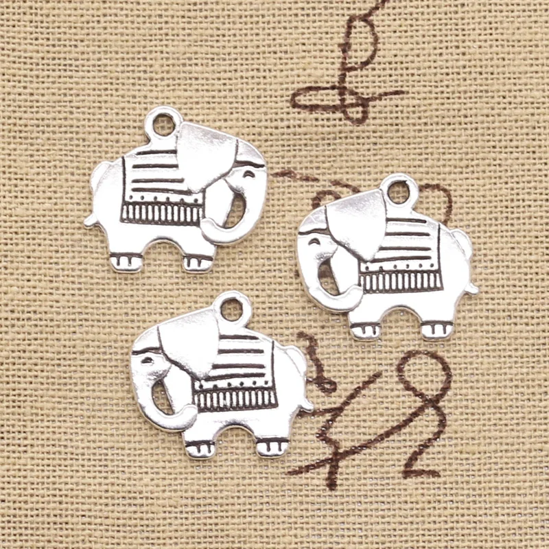 10pcs Charms Proboscis Elephant 19x20mm Antique Silver Color Pendants Making DIY Handmade Tibetan Finding Jewelry