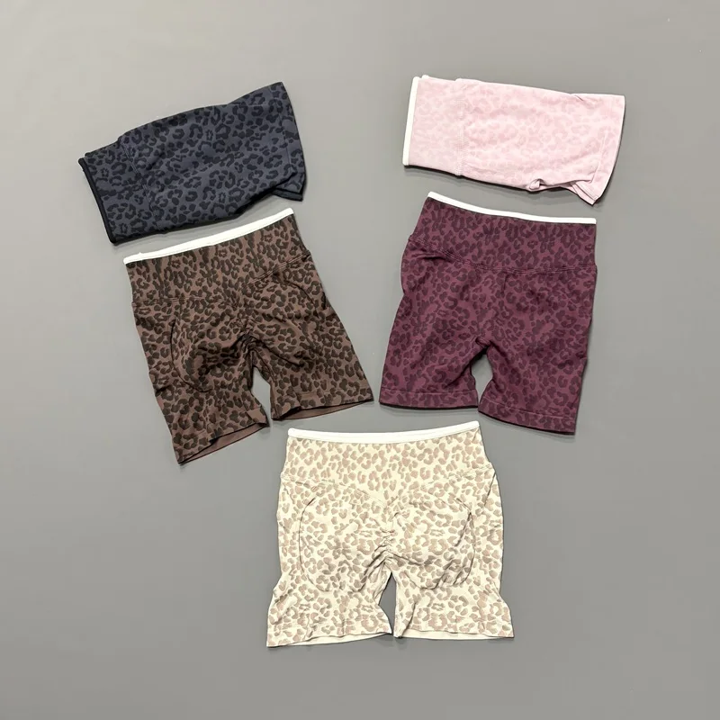 

HISTELLO Leopard Print Seamless Fitness Gym Sport Shorts Shorts Women Quick Dry Buttery Soft Stretchy Butt Lifting Tummy Control