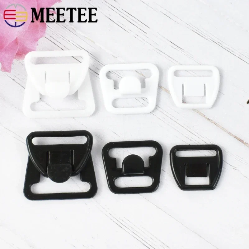 50/100Sets Meetee 12-20mm Plastic Bra Buckles Underwear Strap Clip Button Clothes Adjust Hooks Bikini Buckle DIY Accessories