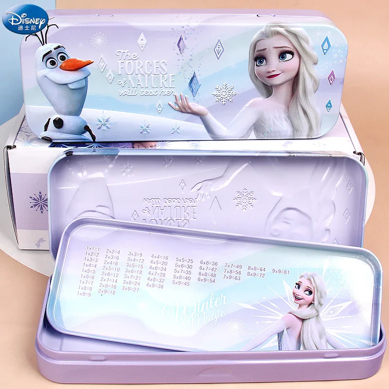 

Disney Pen Case Iron Stationery Box Frozen Princess Aisha Children's Study Utensils Storage for School Students Birthday Gifts