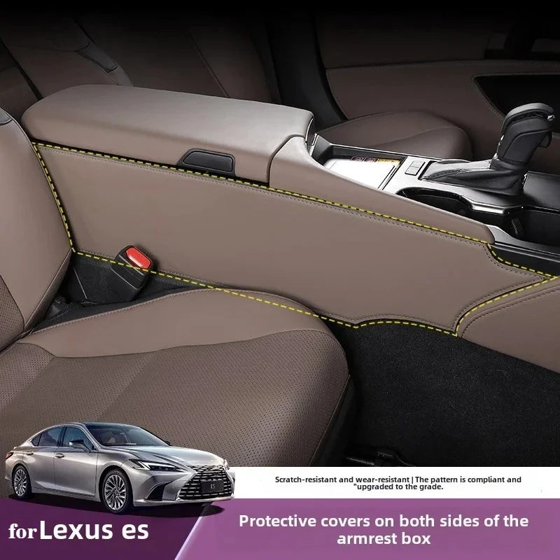 

For Lexus ES200 ES300h 2pc Center Console Side Anti Kick Pads Non-Slip Leather Armrest Protection Cover Car Interior Accessories
