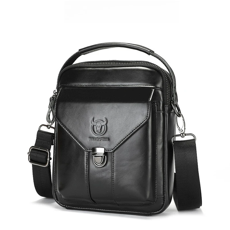 

Мужская сумка из натуральной кожи через плечо и сумка через плечо — большая вместительная сумка-мессенджер с несколькими карманами и ручкой для ежедневного использования в путешествии