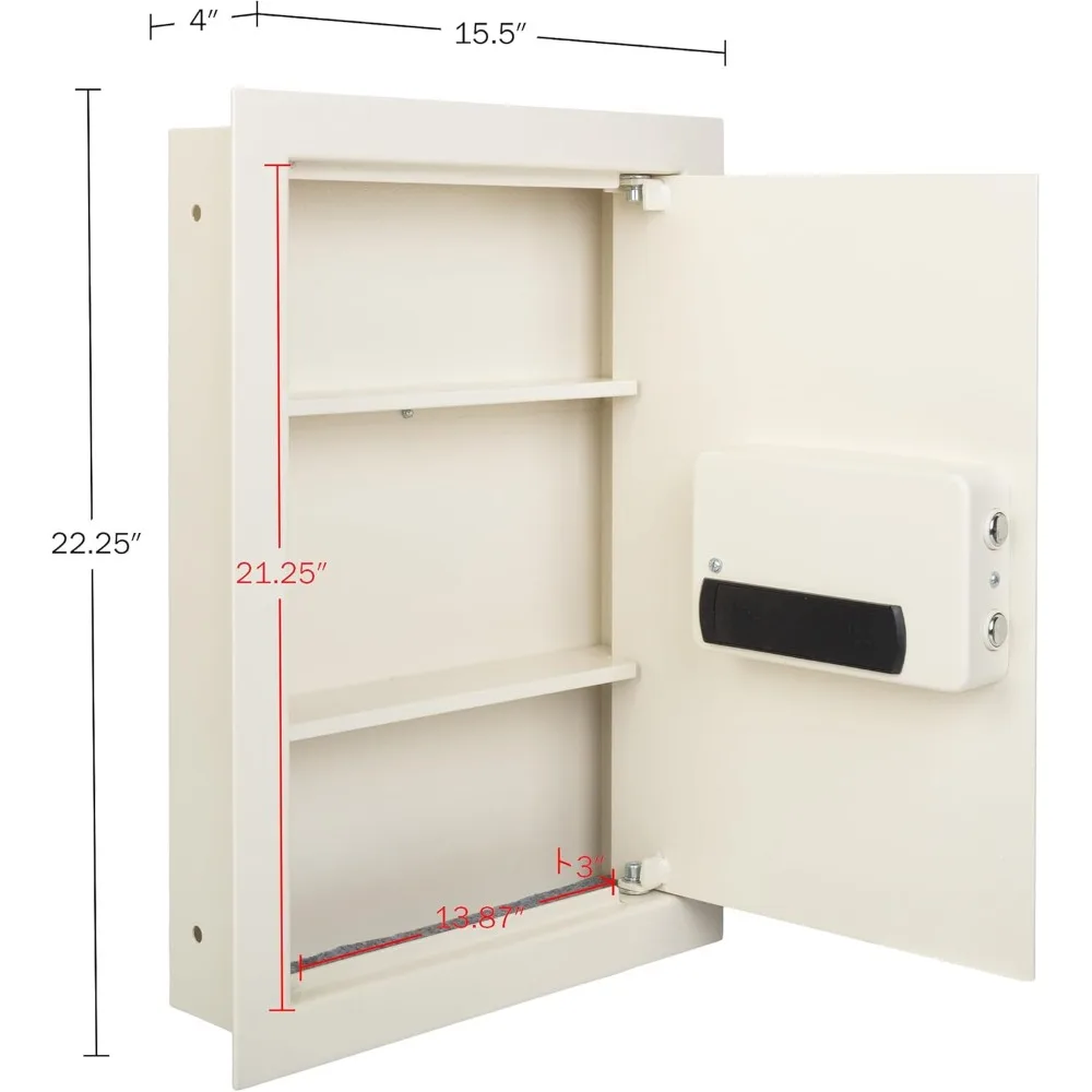 Caja fuerte de seguridad montada en la pared con acceso al teclado para objetos de valor con teclas de anulación manuales duales