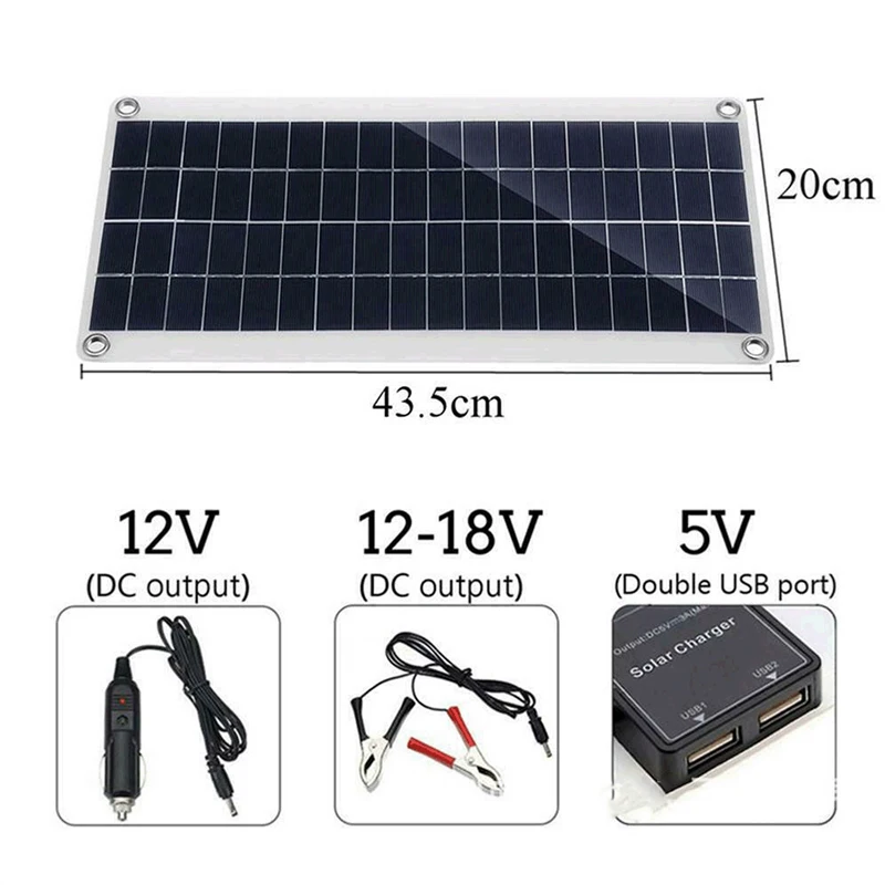 1000W Solar Panel 12V Solar Cell 10A-100A Controller Solar Plate for Phone Camping RV Car MP3 PAD Charger Outdoor Battery Supply