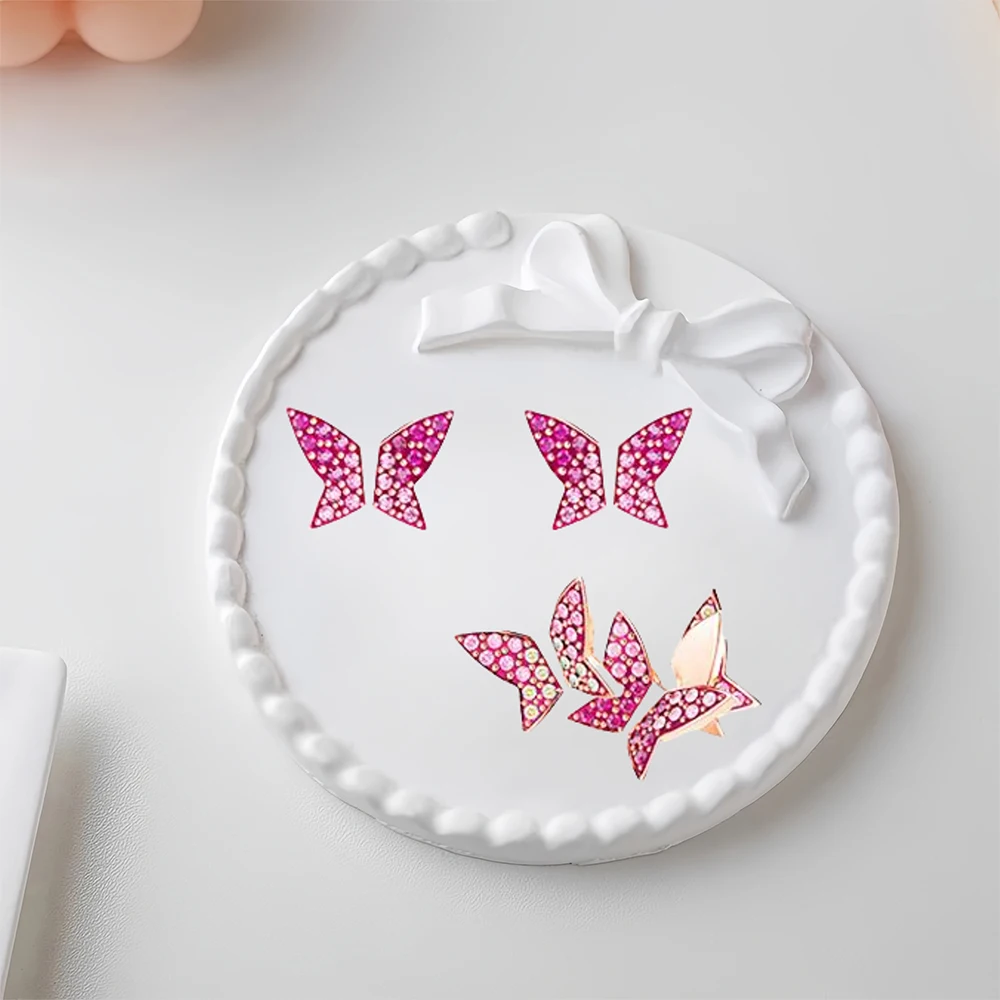 

2025 Hot Selling Brand Women's Pink Butterfly Earrings Fashionable Luxury Jewelry Suitable for Gifting To Friends