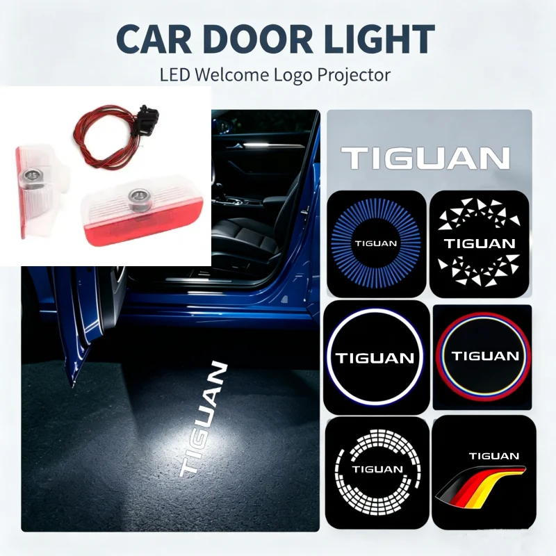 2Pcs LED Ghost Logo Projector Car Door Welcome Courtesy Shadow Light For Volkswagen Tiguan 2010-2024 Auto Decoration Accessories