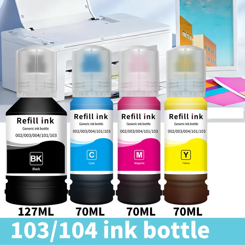 

Чернила 103/104, совместимые с принтером EPSON для ET2700/2750/3700/3750/4750/2726/2756/ET2710/2720/2711/4700/ET2712/2714/2715/ET2751