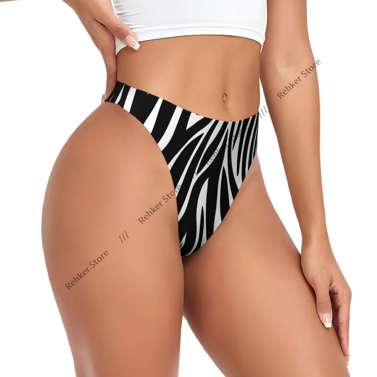 Thongs For Women V Waist G-String Panties Zebra Textures Underwear Breathable Underpants