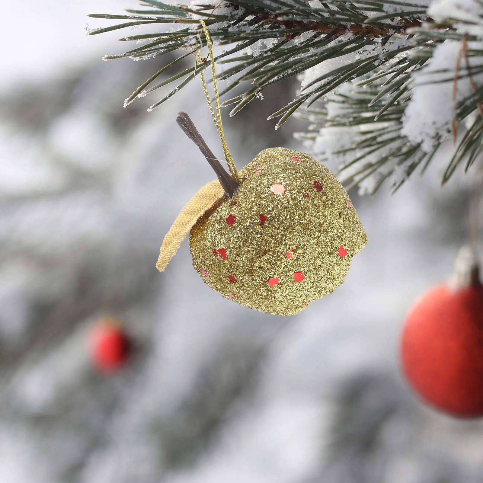 

20 Pcs Christmas Apple Pendant Gold Decorations Tree Apples Ornaments Golden and Red Xmas Fruit