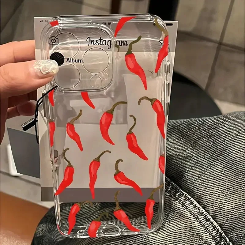 Red Chili Pepper Print Clear Phone Case For Xiaomi Redmi Note 14 13 12 Pro Plus 5G 12S 11 10 Redmi 13 12 14C 13C 12C Soft Cover