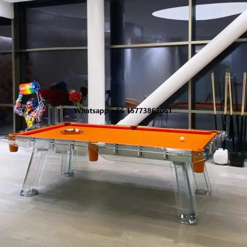Indoor 9 Ball Billiard Table Slate Pool Table Conversion Dining Table 8ft Solid Wood Legs Wool Cushion Glass