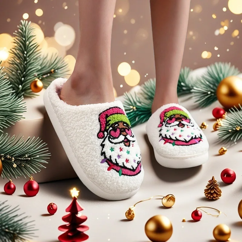 

Santa Claus Lovely Women Slippers Girls Flowers Home Slides Couples Soft Seagulls Flat Sandals Men Christmas Flip Flop Wholesale