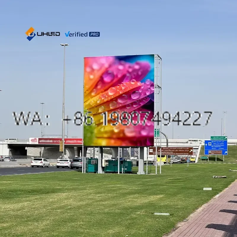 for UHLED P8 Aluminum Cabinet LED Billboard Outdoor Advertising Display Screen Common Cathode Highway Unipole Digital Sign