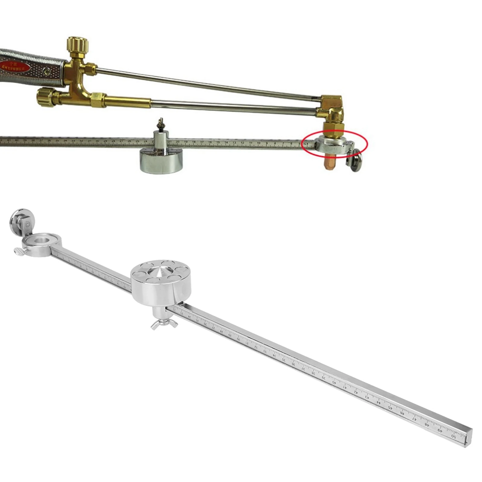 Torch Compass Roller Guide Stainless Steel Oxygen Welding Cutting Tool Accessories with Scale Ruler Fit for G01-100