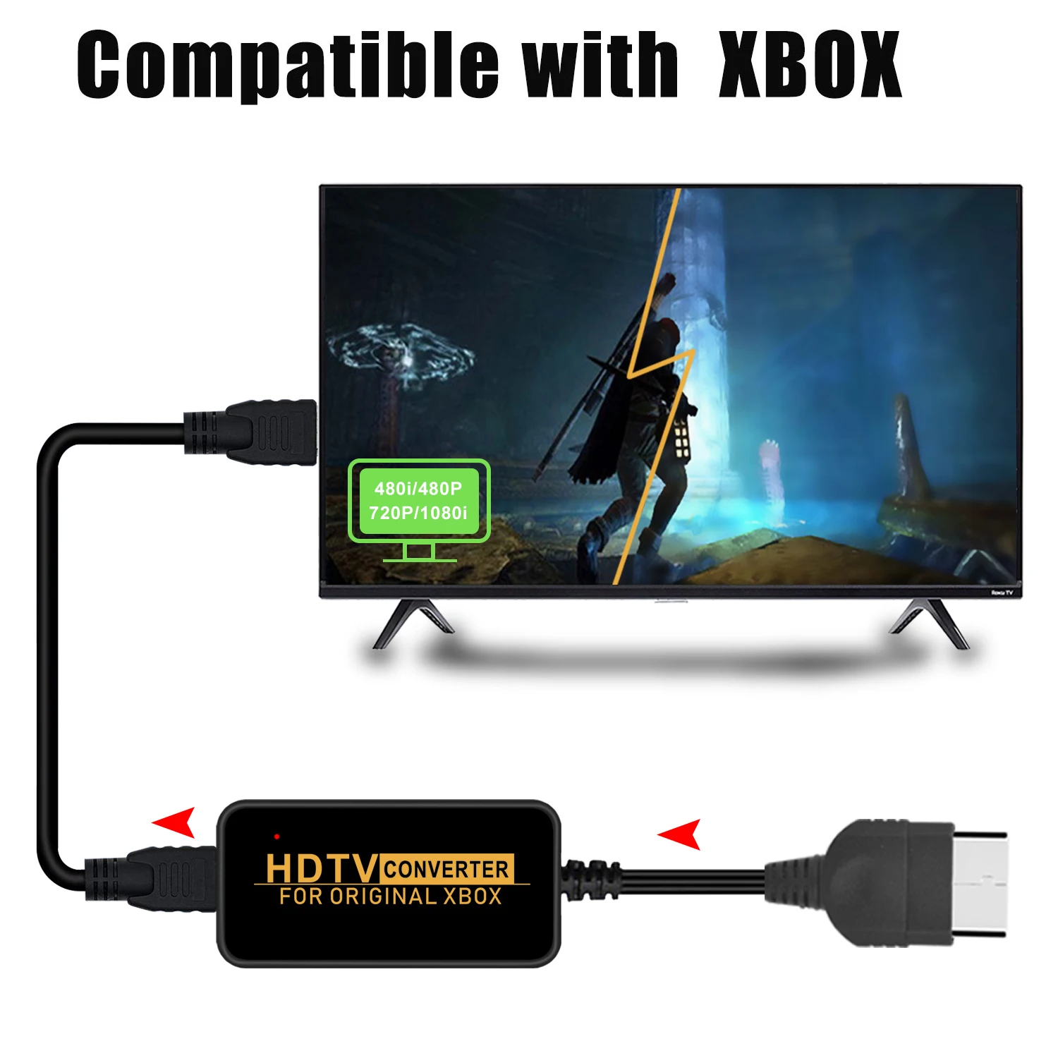 Microsoft Original Xbox HDMI Converter Adapter, HD Link Cable for Original Xbox Console Xbox System,480P 720P 1080P Output