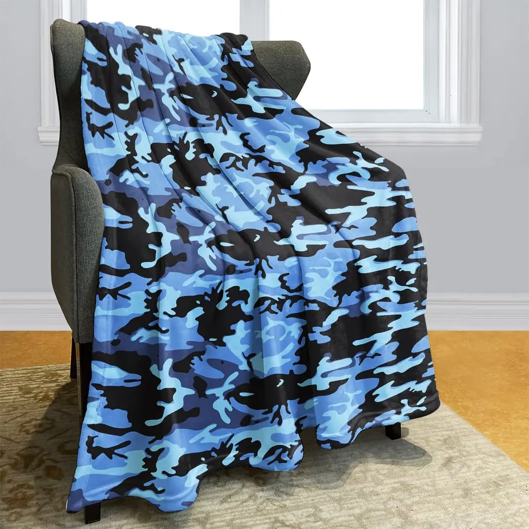 Camouflage Print Throw Blanket Ultra Soft Warm All Season Multi-color Camo Decor Flannel Blankets Camouflage Lovers Gift Blanket