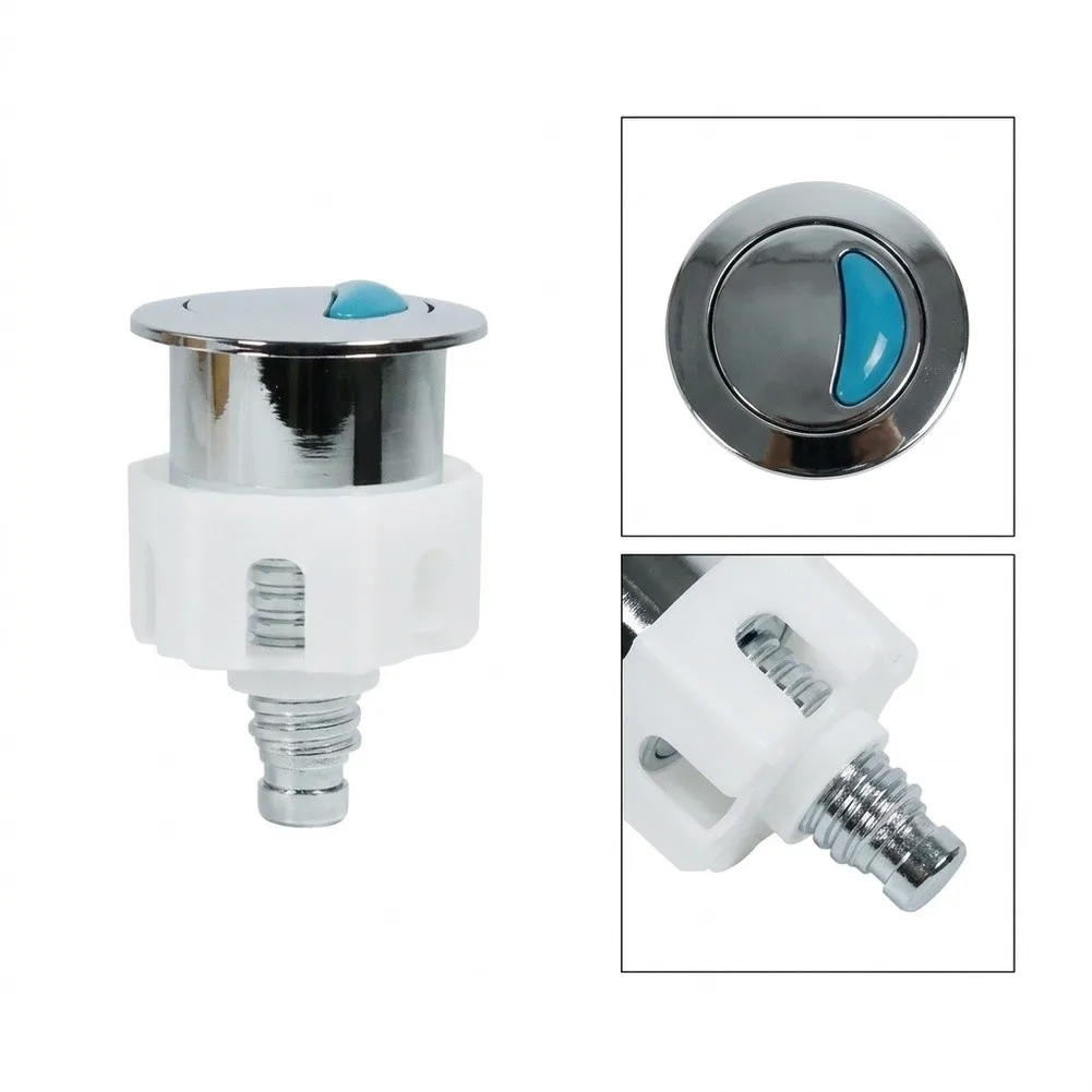 ABS Dual Function Toilet Button Silver 49x75mm 60x75mm for Half and Full Flush 33-49mm Hole Fit No Extra Tools