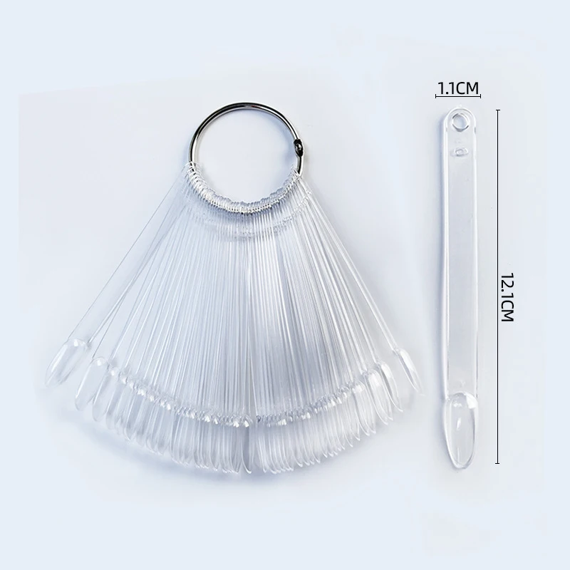 

50Pcs Color Card Nail Tips Display Clear Nature Color False Nail Tips for Gel Nail Polish Practice Board Tool Fan Shaped Palette