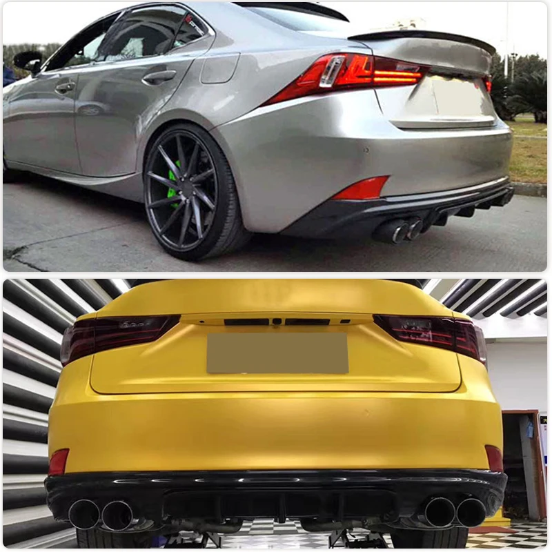 Rear Bumper Diffuser Lip Spoiler for Lexus IS ISF Sedan 4D IS200T IS250 IS300 IS350 13-16 Four Outlet Diffuser Carbon Fiber FRP