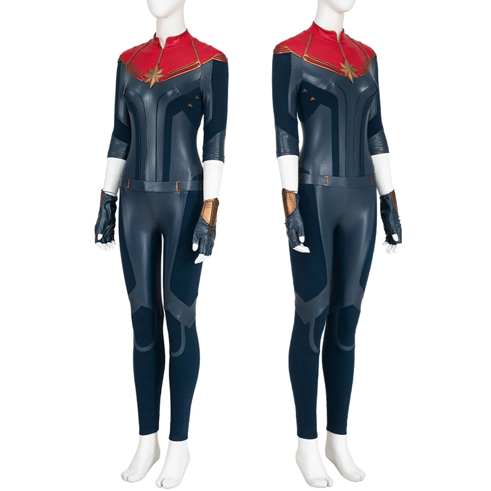 Halloween Carnival Costume Superhero Captain PU Leather Suit Carol Denvers Cosplay Outfit Boots