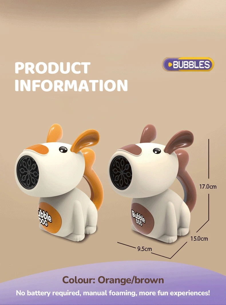 Soap Bubble Machine Cute Dog Bubbles Gun Hand-Cranked Power Bubble Maker Blowing Children Outdoor Party Game Toy for Boys Girls