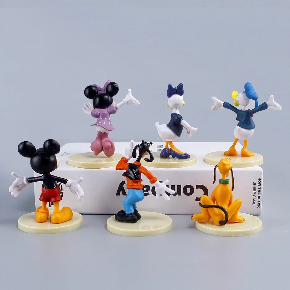 The Disney Mickey Mouse 6-8cm Height Figures Minnie Mouse Donald Duck Goofy Model Dolls Kids Birthday Cake Decoration Gift