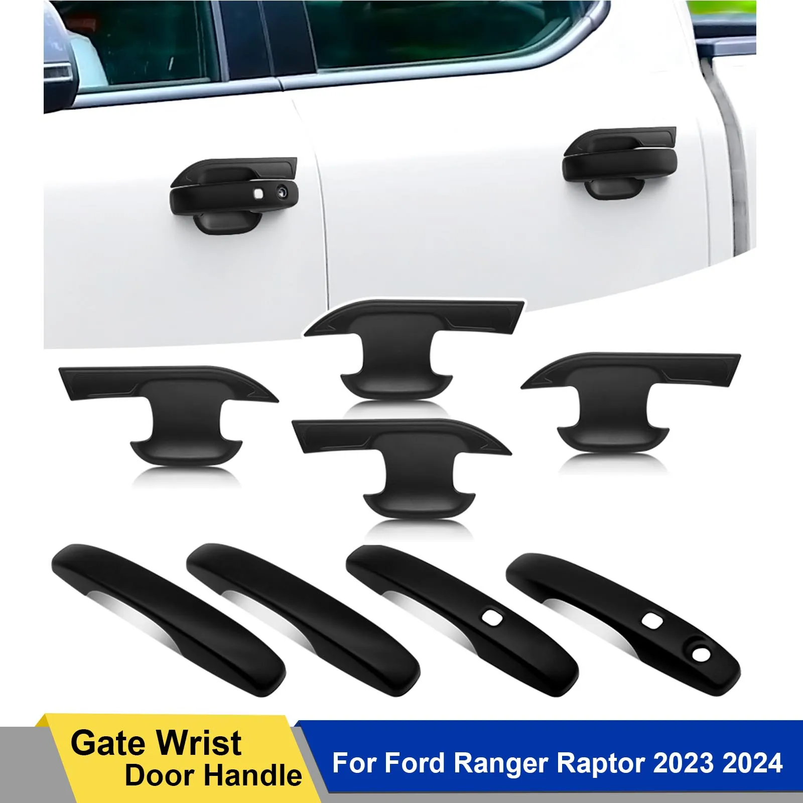 

Door Handle Protector Door Handle Cover Door Handle Bowl Insert Cover for Ford Ranger Raptor T9 2023 2024 Next Gen Accessories