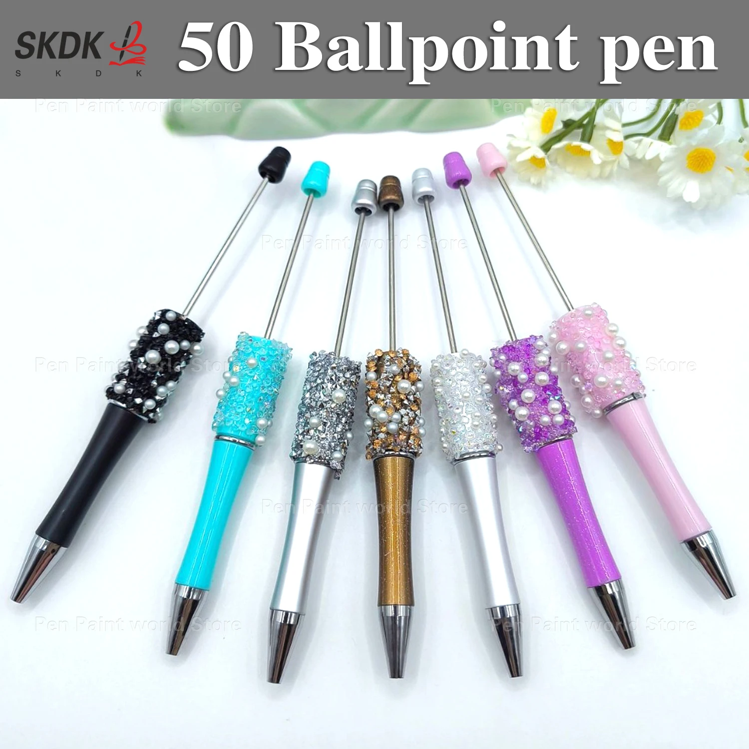 

50 шт. шариковая ручка с жемчугом и стразами «сделай сам» — элегантная ручка из бисера в подарок для учителей, подростков и творческих проектов