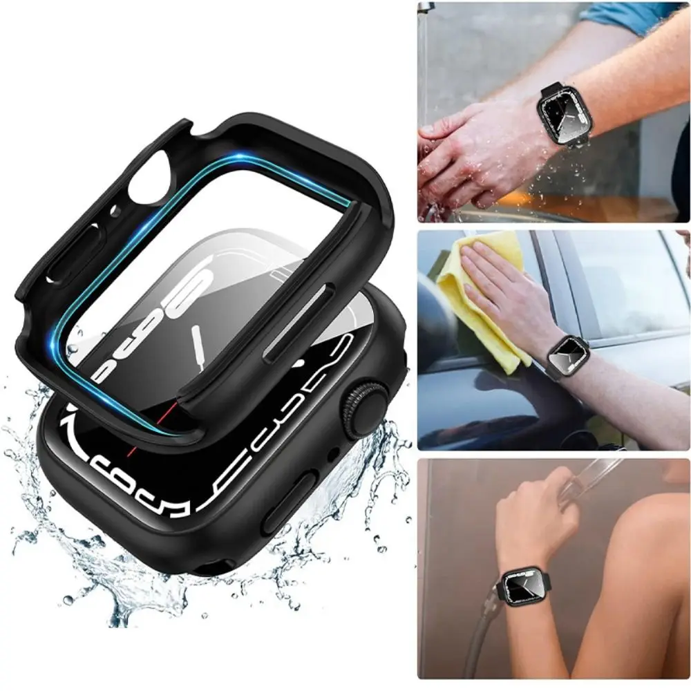 حافظة ساعة أبل بتصميم مقاوم للماء حافظة حماية من الزجاج المقسى لساعة أبل 4/5/6/7/8/9SE/SE3 #2