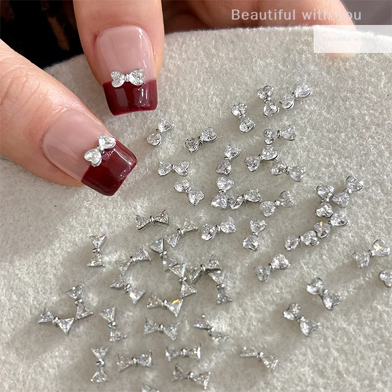 

New5pcs 3d Nail Art Decoration Clear Diamante Bow Rhinestone Crystal Gems Nail Charms Nail Art Decoration