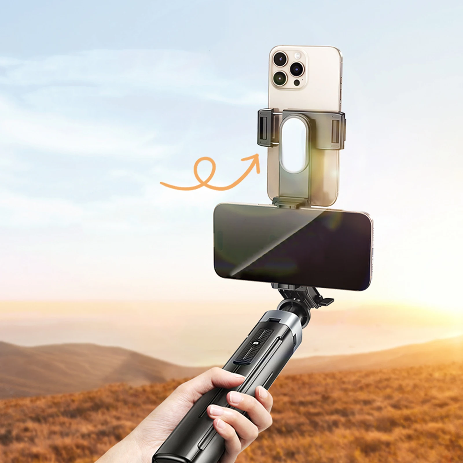 Uitschuifbare selfie stick met 360 draaibaar statief voor vlog_voghion.com