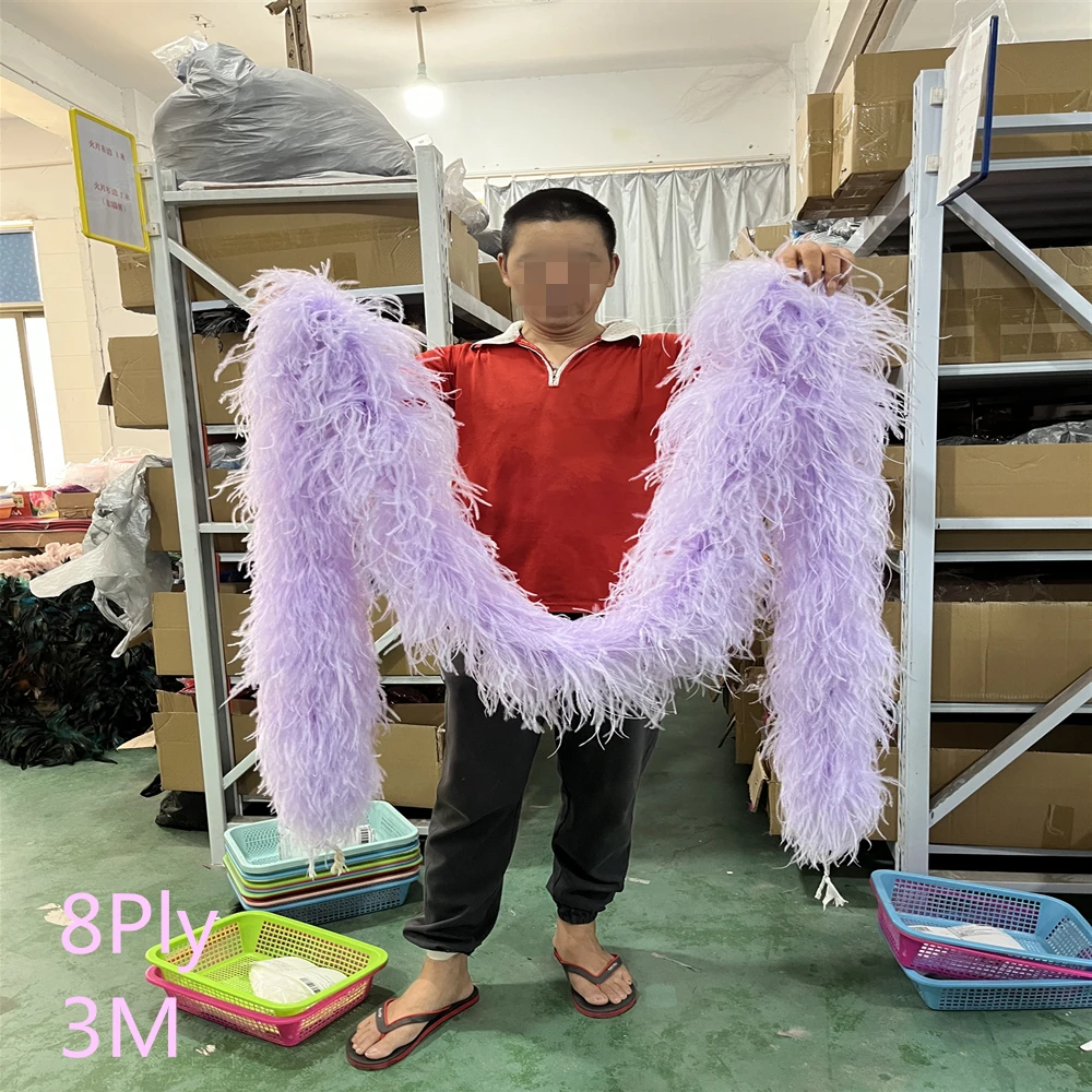 

3 Meter Long Feathers Natural Ostrich feathers boa Scarf for crafts 6 8 10 15 20Ply thick Costume Clothing plume Accessory