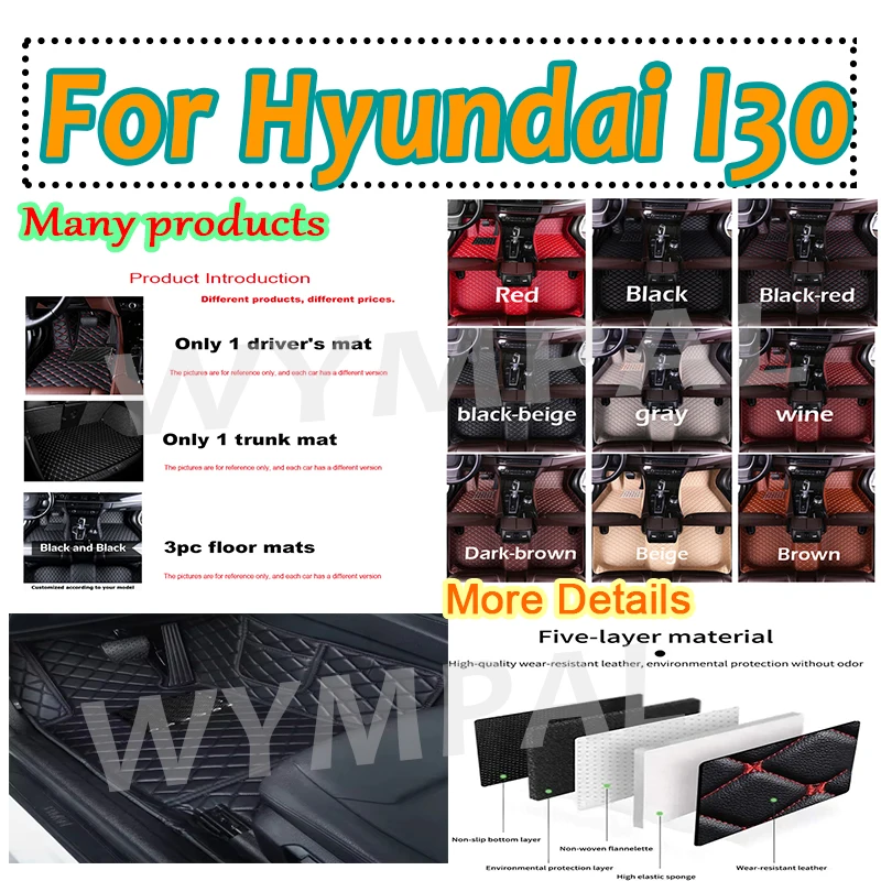 

Luxury Leather Car Floor Mats For Hyundai I30 2009 2010 2011 2012 2013 2014 2015 Carpets Rug Foot Pads Accessories Custom Full