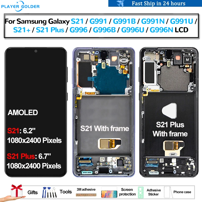 AMOLED For Samsung Galaxy S21 G991 G991B S21+ S21 Plus G996 G996B Pantalla lcd Display Touch Panel Screen Digitizer Assembly