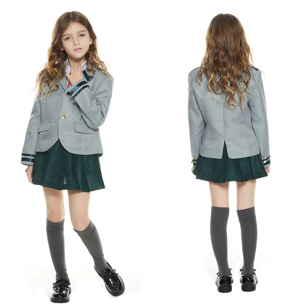 Disfraz de My Hero para niños y mujeres, uniforme de Campus gris, ropa de juego de rol para niñas, traje de Carnaval de Halloween