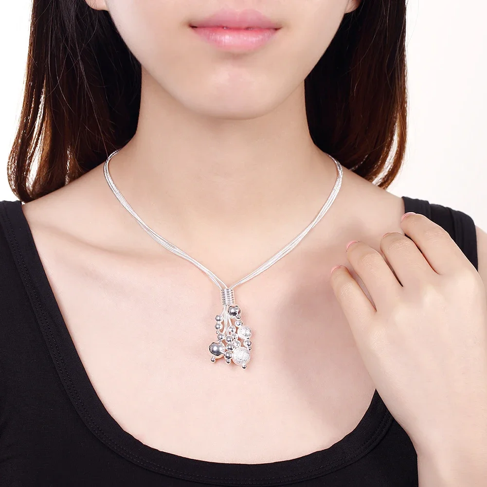 Women's 925 Sterling Silver Snake Chain Tassel Beads Set