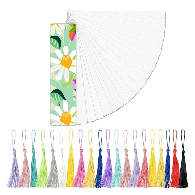 

NEW-Bulk Blank Sublimation Bookmark With Tassels Double Sided Printable Bookmarks Blanks For Heat Transfer Diy