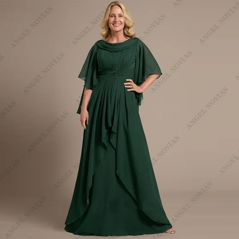 

Long Green Plus Size Mother of Bride Dresses 2025 with Jacket Wedding Party Dress vestidos de fiestas elegantes mujer