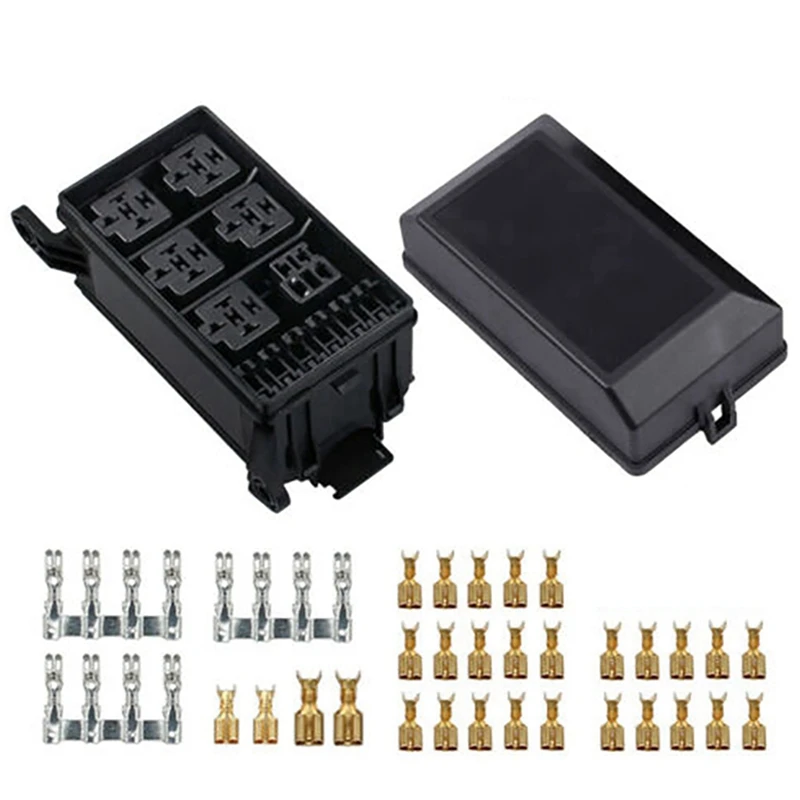 8X Fuse-Relay Box 5-Fuse Holders 6 Relay Block Holders Fuse-Block 12V Fuse-Box Car