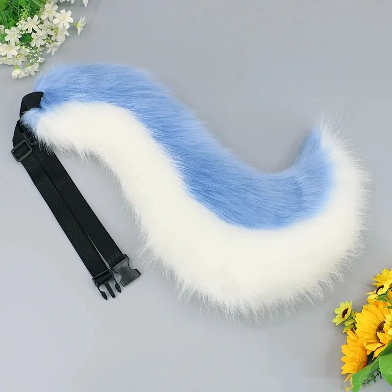 

ff34Beast Furry Wolf Аниме Cat Fox Плюшевые костюмы для косплея Большие хвосты Лолита JK Ремень ручной работы Регулируемый меховой костюм Хвост P