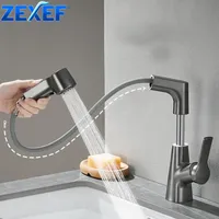 ZEXEF Bathroom Wash Basin Faucet With Sensor 360° Pull Stainless Steel Out Down Lift Bidet Kitchen Rotatable Splashproof Mixer