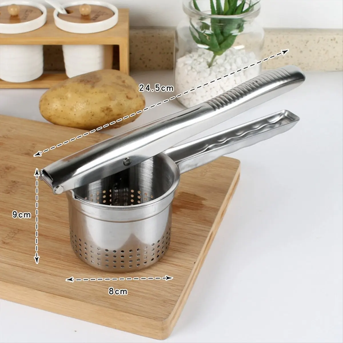 ABZF 2026 Potato Ricer,Heavy Duty Stainless Steel Ricer for Mashed Potatoes, Masher Kitchen Tool with Ergonomic Handle