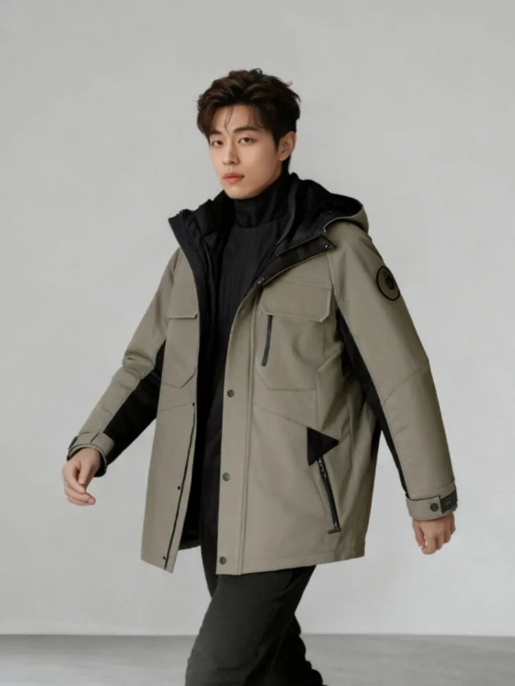 Winter Mens Warm Rabbit Hair Inner Liner Down Coat Hooded Loose Fit Winter Warm Zipper Casual Outerwear Fashion Male Tops Jacket