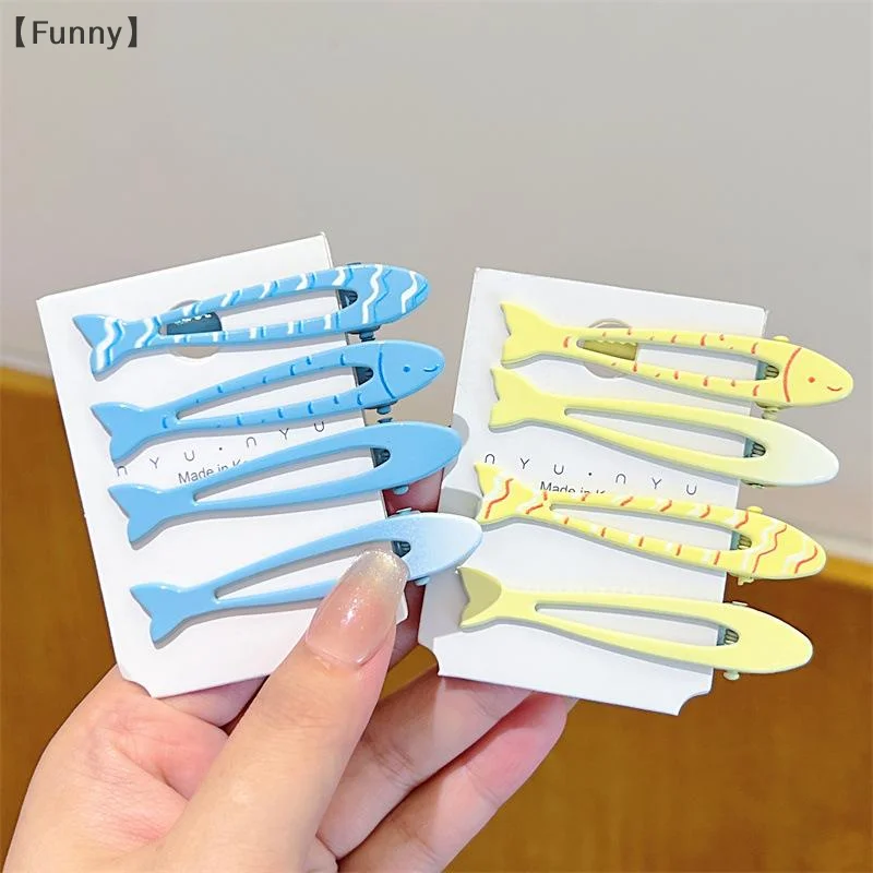 [مضحك] 4 قطع فتاة الموضة منقار البط كليب البساطة الأزرق الأصفر لطيف الأسماك مشبك شعر للنساء مشبك جانبي أنيق إكسسوارات الشعر