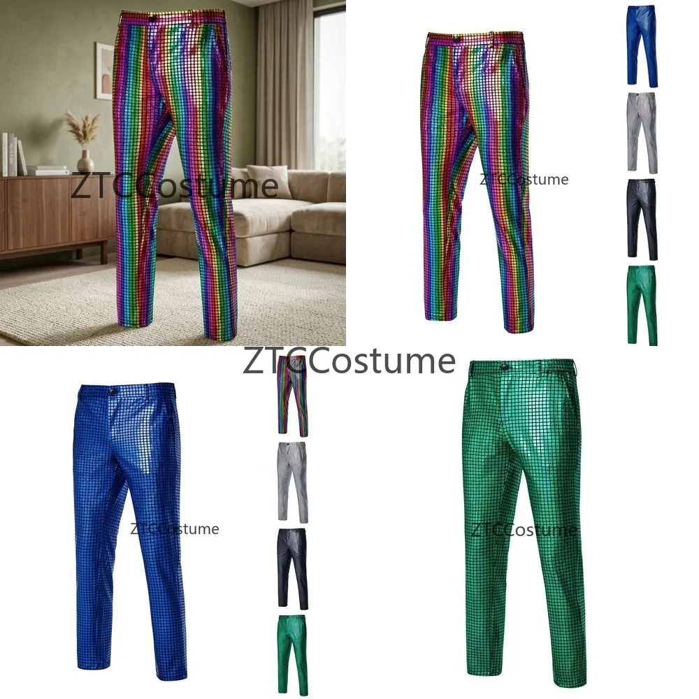 

Rainbow Cosplay Pants for Men Gold Embossed Hip Hop Trousers Nightclub Casual Long Pants Fashionable Leisure Clothing