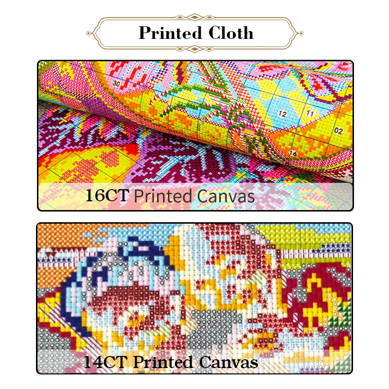 JoySunday Countryside Pattern Printed Cross Stitch Kits Aida 16CT 14CT Fabric Folk Crafts DMC Thread DIY Hand Embroidery Sets