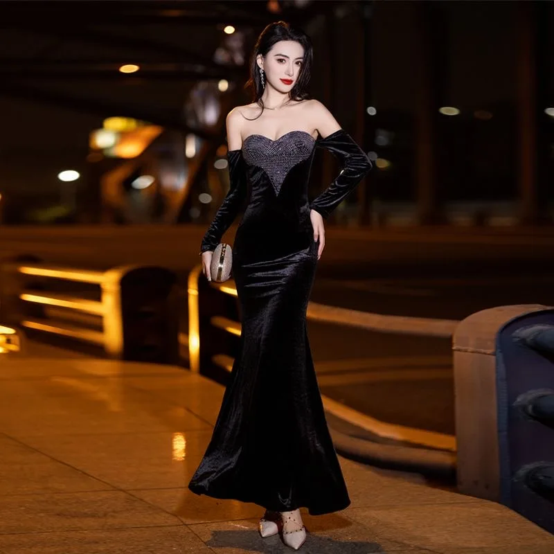 Evening dress No. 82 2024 summer slim hip fishtail niche banquet toast dress long skirt